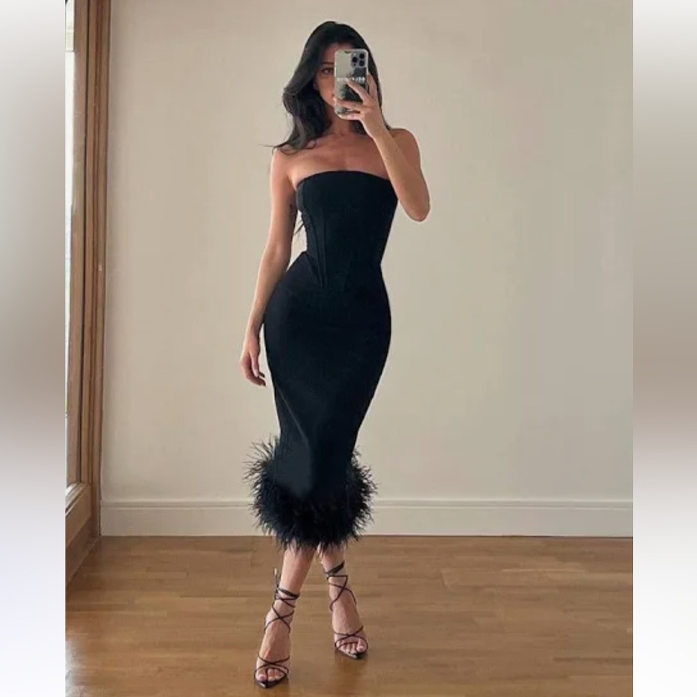House of CB Black Feather dress